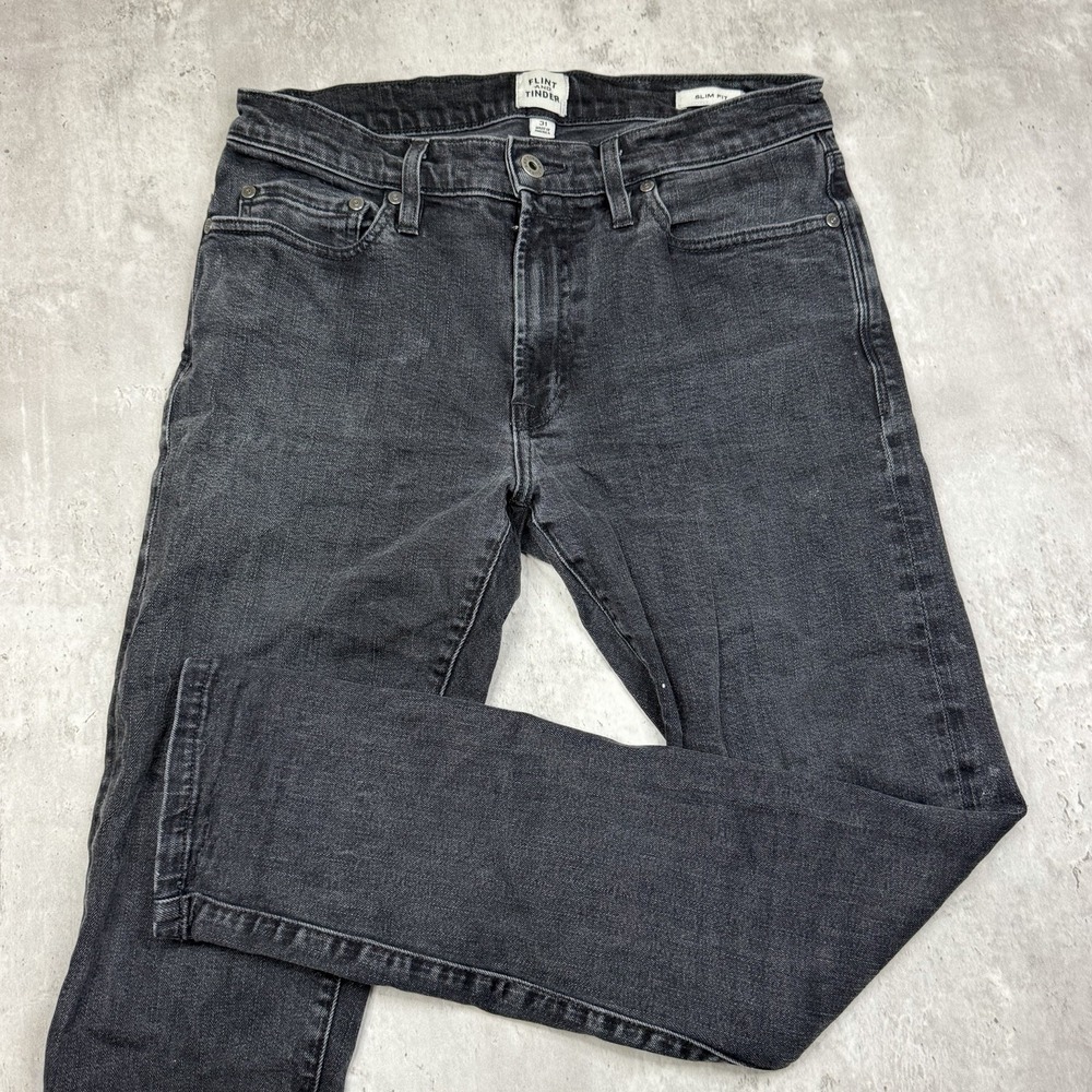 Flint And Tinder Slim Fit Black Denim Jeans Men’s 31x30 Made In USA Straight Leg